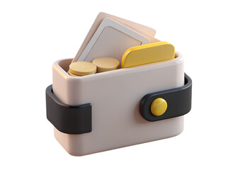 3d chunky wallet with money and cards.