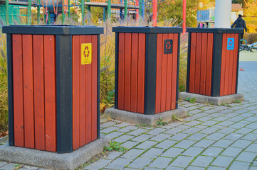 Recycling Bins for Waste Separation in a Public Park