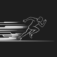 Dynamic Runner's Silhouette: A bold illustration captures the essence of motion, showcasing a dedicated runner in full stride against a striking backdrop.