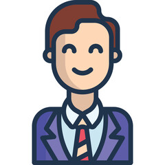 Smiling Man In A Dark Blue Suit With A Striped Red Tie And White Shirt On A Transparent Background