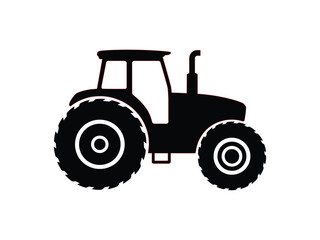 Obraz premium Black tractor icon, a symbol of agriculture, farming, and rural life, representing machinery and agricultural equipment