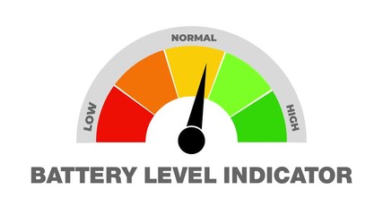 Battery level indicator. Simple rainbow color Speedometer Icon on Transparent Background. - Powered by Adobe