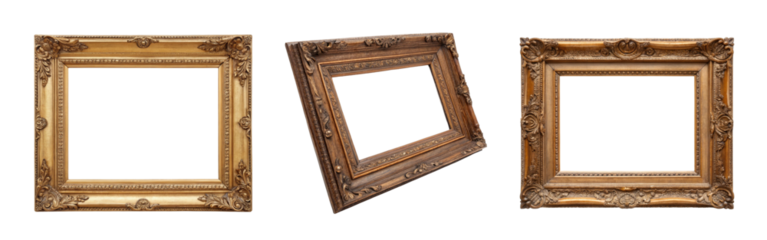 Three golden ornate frames