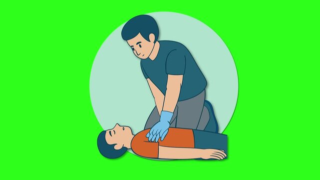 Animated Sequence of CPR Chest Compressions and Rescue Breaths