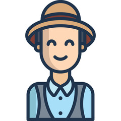 Smiling Person Wearing Safari Hat and Vest With Blue Shirt Isolated On White Background Safari Adventure Exploration Outdoors