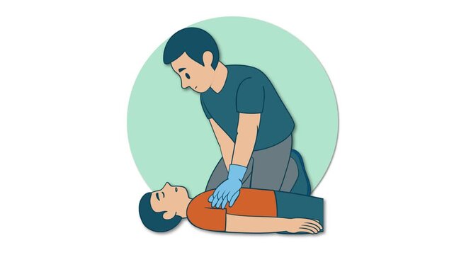 Medical Animation of Chest Compressions During CPR Procedure