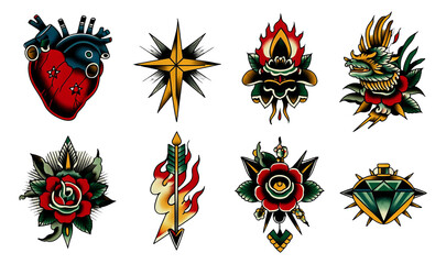 Vibrant Tattoo Flash Collection with Diverse Artistic Themes and Styles