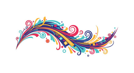 Vibrant abstract swirling colorful floral design element with organic shapes and curves