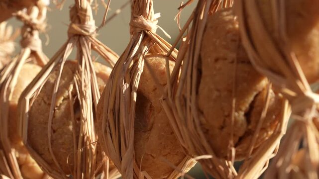 Traditional Korean Meju Making: Boiling Soybeans and Hanging Blocks to Ferment