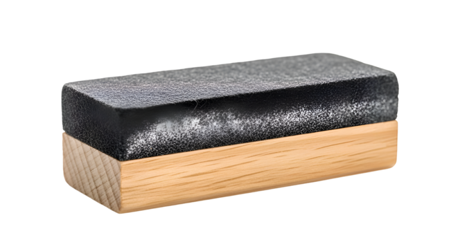 Close up of a wooden chalkboard eraser for cleaning.