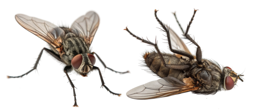 Two flies, one alive and one dead
