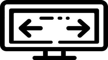 Computer Monitor Display with Horizontal Arrows Icon for Responsive Web Design, Scaling, and Adaptability