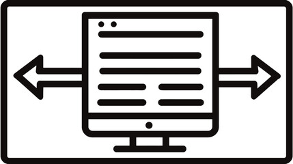 Responsive Web Design Icon. Computer monitor with arrows representing adaptability, scalability, and optimization for various screens.