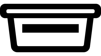 Flat Line Art Vector Icon of a Generic Rectangular Storage Container, Tub, or Bin for Organization and Home