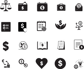 Collection of financial and business icons 