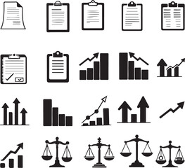 Business and finance icons representing growth and analysis