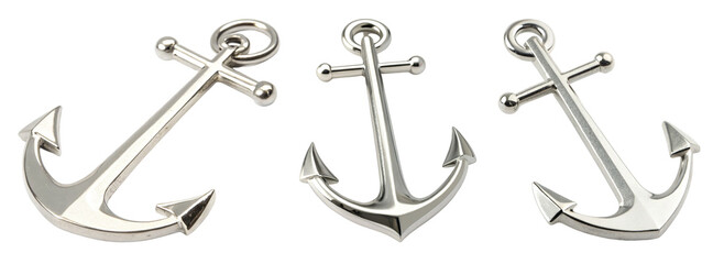 Three silver anchor pendants for nautical theme