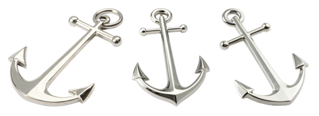 Three silver anchor pendants for nautical theme
