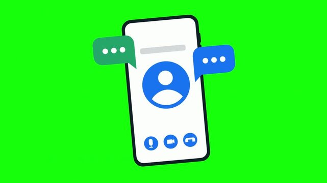 Animated Smartphone Communication UI Display Green Screen Template