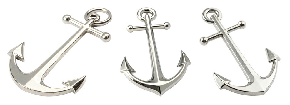 Three silver anchor pendants for nautical theme