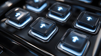 Illuminated up arrows on a modern keyboard concept