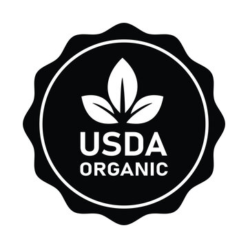 Usda organic certified label vector icon black and white design logo