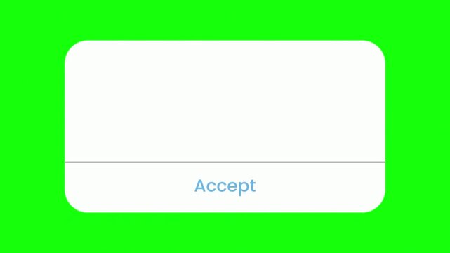White System Alert Dialogue Box Green Screen Accept Confirmation
