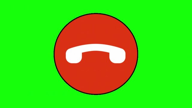 Red End Call Button Animation Green Screen Phone Interface Icon