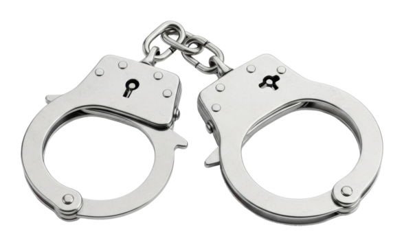 Police action handcuffs law enforcement isolated on transparent background