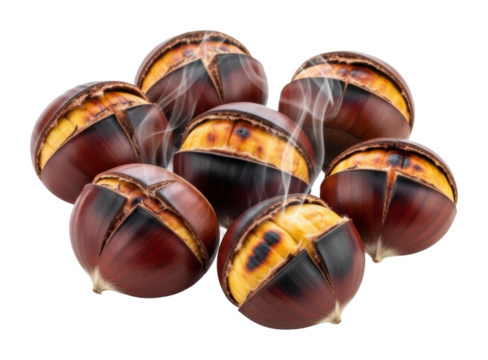 Roasting chestnuts market food autumn vibe isolated on transparent background