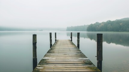 Wooden Pier Collection: Serene Wooden Piers by Calm Lakes in Diverse Seasons and Lighting for Landscape, Nature, and Travel Inspiration