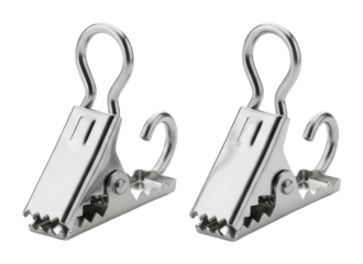 Metal clips for hanging items home office product showcase isolated on transparent background