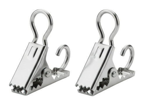 Metal clips for hanging items home office product showcase isolated on transparent background