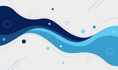 Abstract Blue Wave Design with Geometric Elements