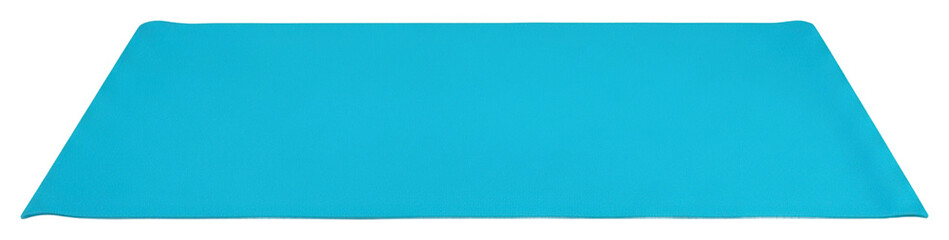 Yoga practice on a blue mat fitness environment isolated on transparent background