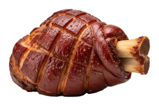 Succulent roast ham dish kitchen food bright lighting isolated on transparent background