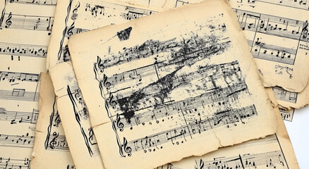 old sheet music with musical notes 