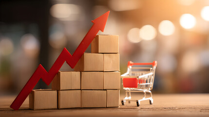 Retail sales growing with increasing packages and shopping cart