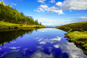 Landscape at Goldeck. Nature on the mountain of the Latschurgruppe in the Gailtal Alps in...