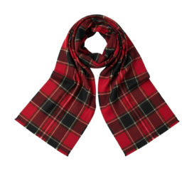 Cozy red plaid scarf fashion accessory textile isolated on transparent background