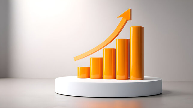 Orange bar graph showing financial business growth - Powered by Adobe