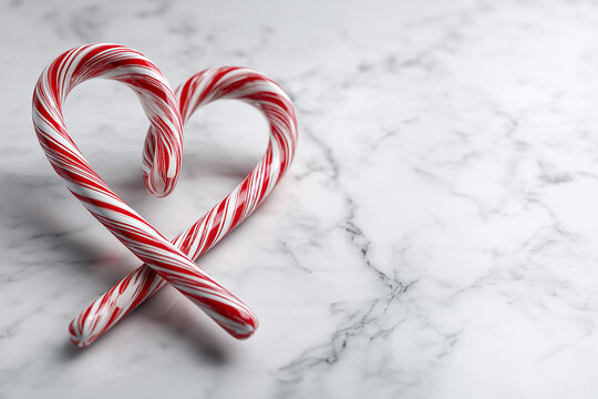 Candy Canes Crossed in Holiday Heart Shape - Powered by Adobe