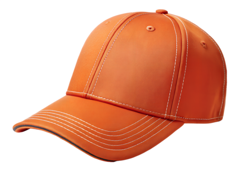 Plain Bright Orange Baseball Cap Hat Isolated Front View