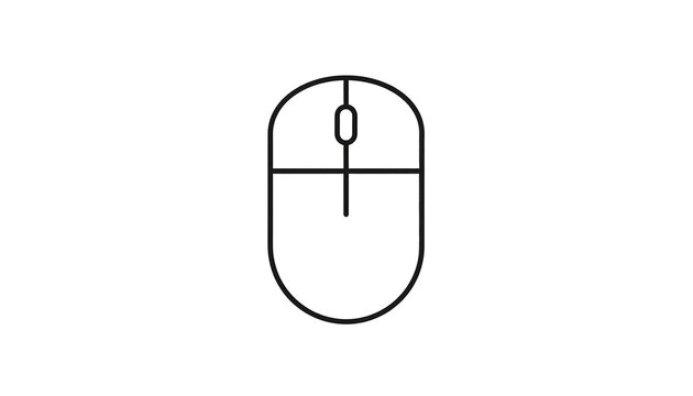 Simple, minimalist black outline of a computer mouse on a white background