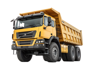 Heavy Duty Yellow Dump Truck Isolated Side View