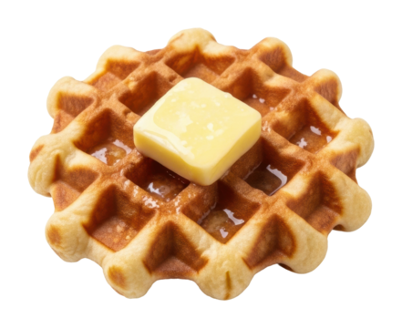 Culinary joy savoring waffles with butter at breakfast table isolated on transparent background