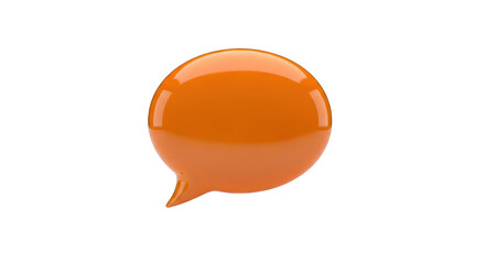Bright Orange Speech Bubble Icon with Glossy Finish chat message