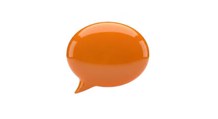 Bright Orange Speech Bubble Icon with Glossy Finish chat message