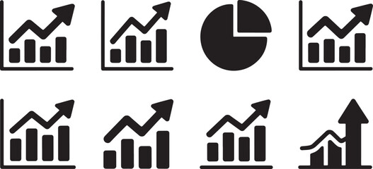 Fototapeta premium Bar chart diagram concept shows growth with line and arrow increasing business