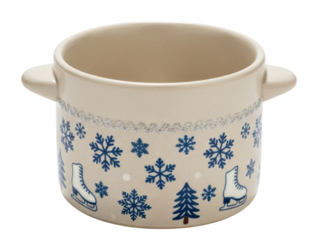 Winter themed ceramic pot with ice skate design home isolated on transparent background